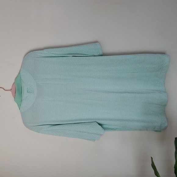 Foot joy mint green striped polo shirt, golf, summer, men's large. - Picture 6 of 7